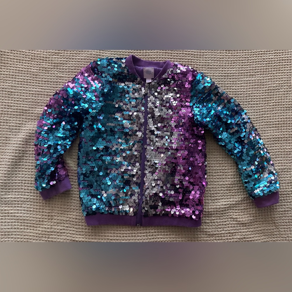 More Than Magic Sequined Reversible-Look Jacket in Teal, Purple, Silver